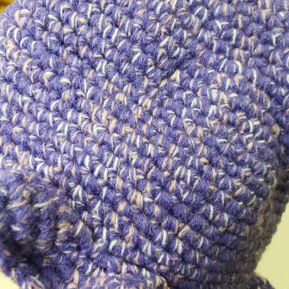 Women Purple Multicolor Crochet Handmade Wavy Cute Bucket Hat Beanie New - Picture 10 of 11